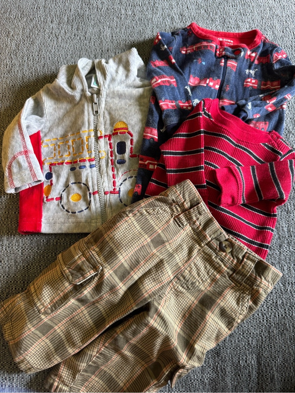 baby boy firetruck clothing bundle - 4 pieces. vintage vibes